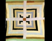 Housetop with Cross Linda Diane Bennett c. 1970 Cotton, synthetic blends, wool 78" x 75" From Gee's Bend: The Architecture of the Quilt Paul Arnett, Tinwood Books, 2006  Courtesy of Matt Arnett Photo by Pitkin Studio