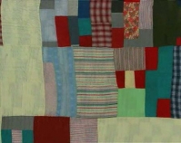 Blocks and One Patch, two-sided quilt  Essie Bendolph Pettway 1973 Cotton, polyester knit, denim 88\" x 80\" From The Quilts of Gee\'s Bend Tinwood Books, 2002 Courtesy of Matt Arnett