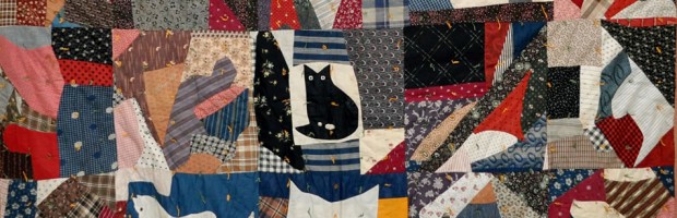 Black Cat Crazy Quilt fragment by Nell Breyton of Edwards, Saint Lawrence, New York