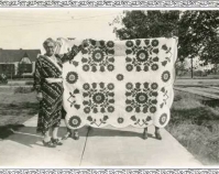 Historic photograph of a woman with a quilt Courtesy of Roderick Kiracofe