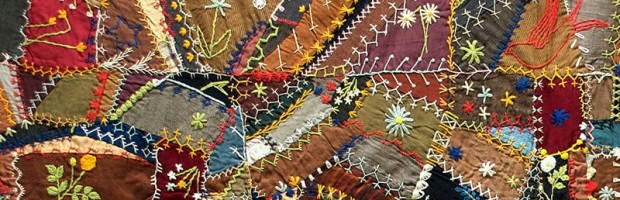 Wool Crazy Quilt (detail), c. 1900, unknown maker, Eastern United States