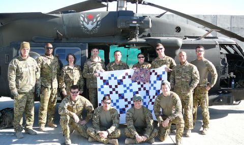 Some of the crew from All American DUSTOFF outside Bagram CASH (Afghanistan); photo courtesy QOVF